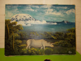 Cumpara ieftin Rinocer - PICTURA suprarealista in ULEI pe panza , semnata K. Bilali, Animale, Suprarealism