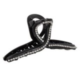 Clamă de păr cu strass, Neagră, 11 cm, CMCLASS