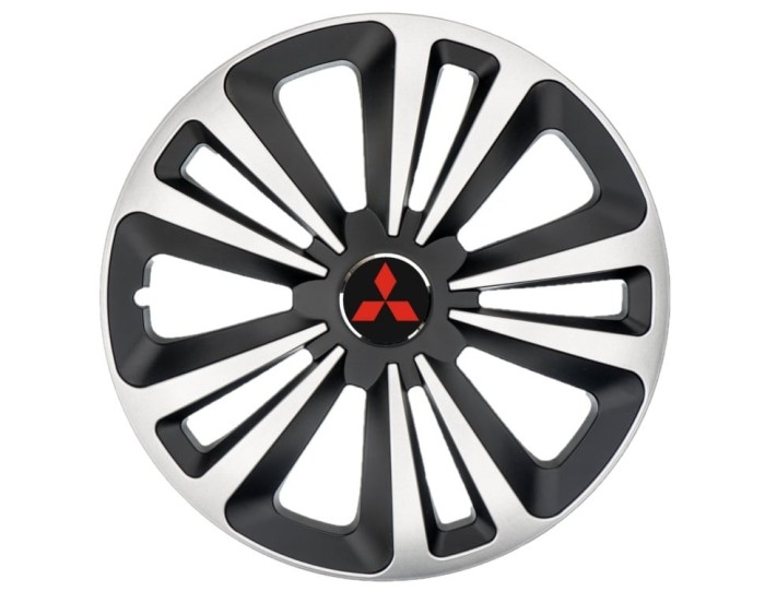 Set 4 Capace Roti Terra Gri-Negru R15, pentru gama auto Mitsubishi