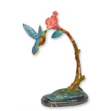 Colibri pe floare-statueta din bronz cu soclu marmura TBA-235