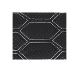 Material piele eco Negru cu gaurele model hexagon / cusatura Gri