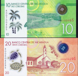 Bancnota Nicaragua 10 si 20 Cordobas 2014 - P209/210 ( set x2 polimer )