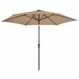 Umbrelă de soare exterior, LED-uri și st&acirc;lp oțel, taupe, 300 cm, vidaXL