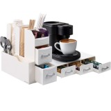 Set suport aparat cafea 3 sertare pentru capsule si organizator 2 sertare pentru consumabile Navaris, alb, NAV000018GT003C
