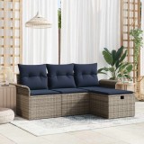 vidaXL Set de canapele pentru grădină cu pernă 4 pcs Rattan poli 3360186