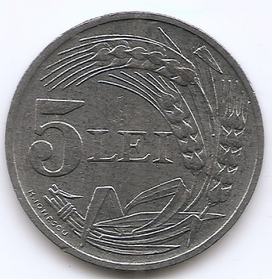 Romania 5 Lei 1942 - Zinc, 23 mm, KM-61 (2) foto