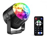 Proiector Disco LED RGB cu Telecomanda, Senzori de Sunet, 7 moduri diferite de iluminare, 9 x 8,5 cm