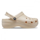 Saboți Crocs Classic Platform Shimmer Clog Bej - Vanilla