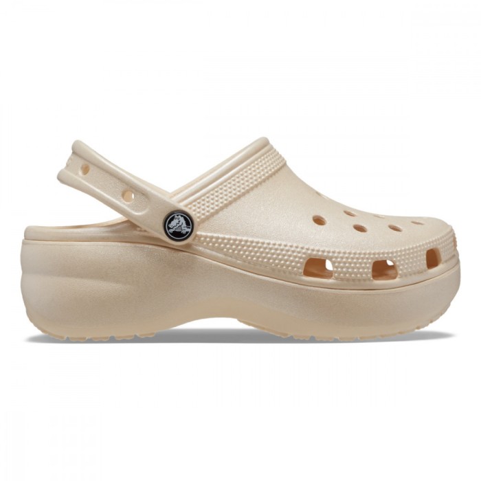 Saboți Crocs Classic Platform Shimmer Clog Bej - Vanilla