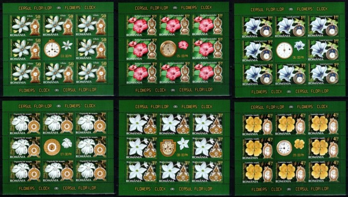 Romania 2013, LP 1983 c, Ceasul florilor II, minicoli, MNH! LP 144,55 lei