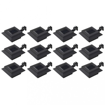 Lămpi solare de exterior, 12 buc., negru, 12 cm, pătrat, LED foto