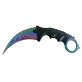 Cumpara ieftin Cutit Karambit Rainbow Web, 18.5cm, Multicolor, Teaca Protectie, Otel, Camping, Idealstore