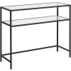 VASAGLE Masa de intrare, pe 2 nivele, blat din sticla securizata, cadru metalic, 35x100x80cm, negru Household NewTrend