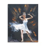 Tablou pictat manual, Balerina, 90x70cm ulei pe panza in cutit efect 3D, gata de expus pe perete
