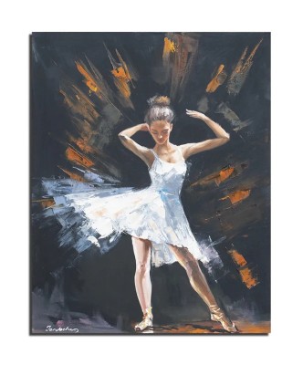 Tablou pictat manual, Balerina, 90x70cm ulei pe panza in cutit efect 3D, gata de expus pe perete foto