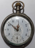 Ceas de buzunar CULVRA anul 1895, argint, Belgia, FUNCTIONAL, diametrul 48 mm