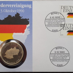 GERMANIA - FDC SI MEDALIE ARGINT - WIEDERVEREINIGUNG 03.OKTOBER 1990, STARE UNC