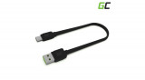 Green Cell GC mat cablu plat de date și &icirc;ncărcare USB-C mat de 25 cm lungime cu suport pentru &icirc;ncărcare rapidă