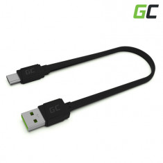 Green Cell GC mat cablu plat de date și încărcare USB-C mat de 25 cm lungime cu suport pentru încărcare rapidă