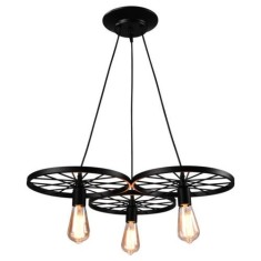 Candelabru Vintage 3 Brate Design Roata Rustica 30cm 3xE27 220V WTT foto