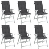 Perne scaun cu spătar &icirc;nalt, 6 buc. antracit 120x50x4 cm textil