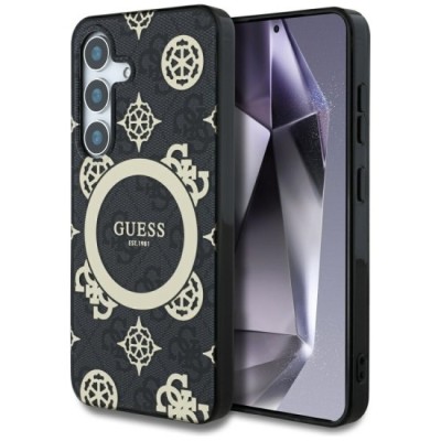 Husa pentru Samsung Galaxy S25 - Guess IML Peony On 4G Background MagSafe (GUHMS25SH4PYEEK) - Black foto