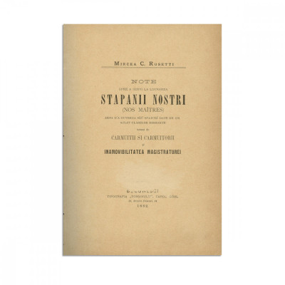 Mircea C. Rosetti, Stăp&amp;acirc;nii noștri, 1882 foto