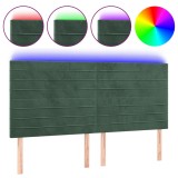Cumpara ieftin Tablie de pat cu LED, verde inchis, 160x5x118/128 cm, catifea