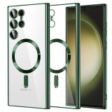 Husa premium Samsung Galaxy S23 Ultra Asteroid GSM Luxury Crystal MagSafe, verde inchis