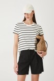 Medicine pantaloni scurti din in femei, culoarea negru, neted, high waist