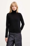 BOSS pulover de l&acirc;nă culoarea negru, light, cu guler, 50548298