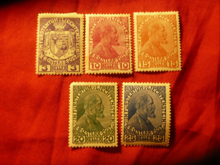 Serie mica Liechtenstein 1917 , 5 val.