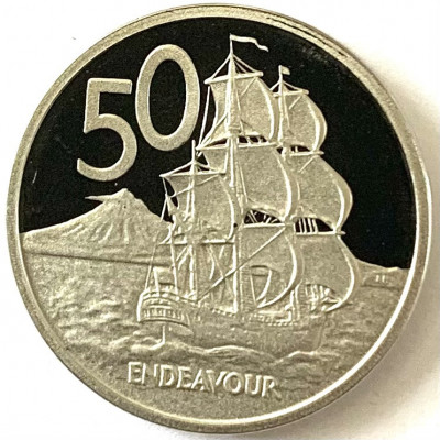 NOUA ZEELANDA 50 CENTS 2007 PROOF, ( ENDEAVOUR.), RARA foto