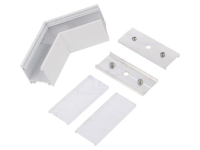 Conector 120&amp;deg; Alb Aluminiu Policarbonat LINEA20 foto