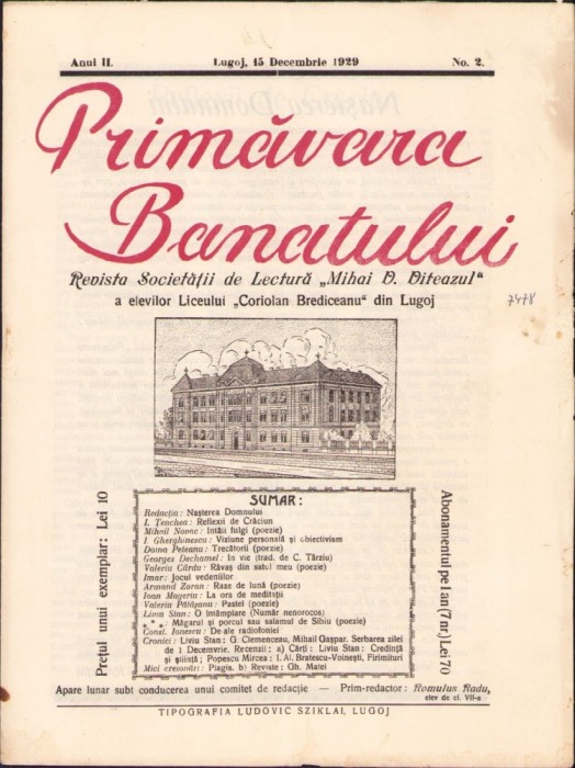 Z83 Primăvara Banatului, 2/1929, Lugoj