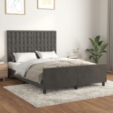 Gossi cadru de pat cu tablie, gri inchis, 140x200 cm, catifea
