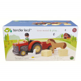 Tractorul cu remorca din lemn premium, Tender Leaf Toys, 7 piese