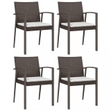 Cumpara ieftin Scaune de gradina cu perne 4 buc. maro 56,5x57x83 cm poliratan