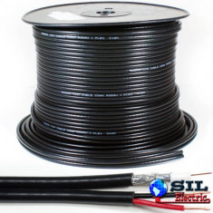 Cablu coaxial RG59 cu alimentare 75R 1x0.81mm cupru +128x0.12mm CCA / 6mm PVC negru Well foto