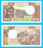 Djibouti (pick 37) 1000 Francs 1988 UNC; Caravană de cămile