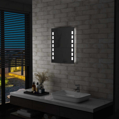 vidaXL Oglindă cu LED de perete pentru baie, 50 x 60 cm foto
