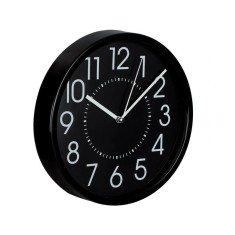 Ceas de Perete finisaj mat, indicatori alb si negru, 20 cm, Negru
