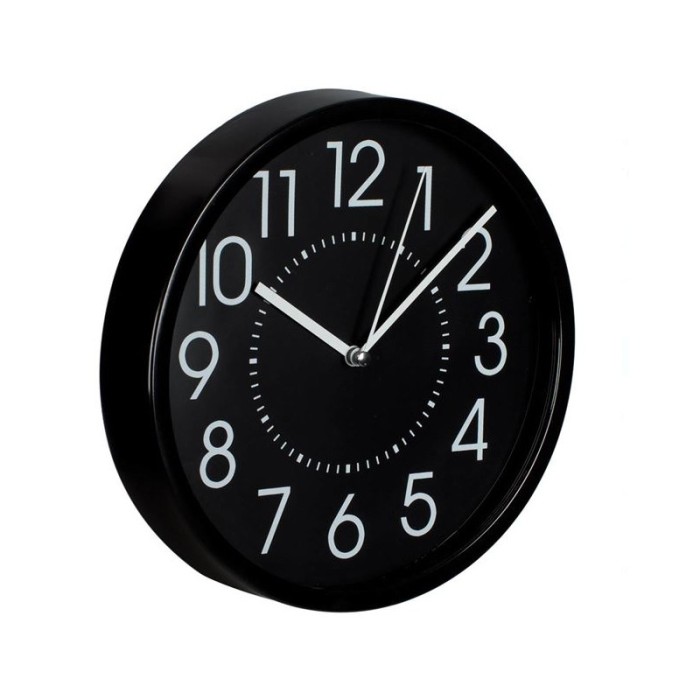 Ceas de Perete finisaj mat, indicatori alb si negru, 20 cm, Negru