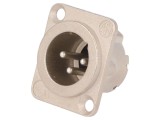 Soclu XLR Tată 3-Pin Argint 16A 19x24mm