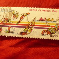 Timbru Pakistan 1988 - Olimpiada Seoul , val.10rs stampilat