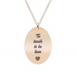 Master - Colier personalizat absolvire &quot;To teach is to love&quot; din argint 925 placat cu aur roz, Bijubox