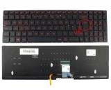 Tastatura Asus Rosu Rog G501JW iluminata layout UK fara rama enter mare, Rog G501VW iluminata layout UK fara