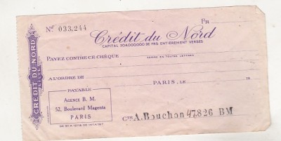 bnk div Franta - foaie cec Credit du Nord foto