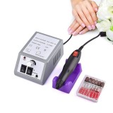 Pila Unghii Electrica Profesionala 20W, 20000 RPM, 6 Capete Freze, Manichiura Pedichiura, Slefuire Dubla, ProCart - Negru/Gri