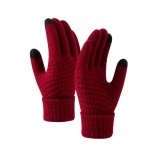 Manusi de dama, flippy, functie touchscreen (ecran tactil), material acril tricotat, manseta elastica, interior catifelat, marime universala, rosu